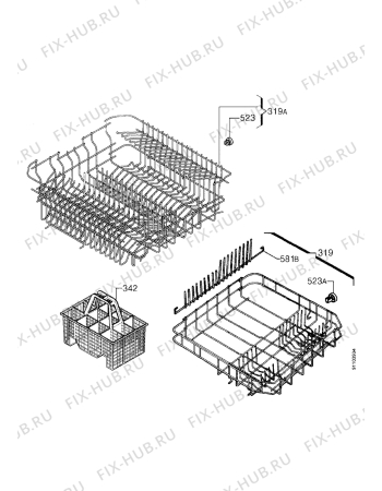 Взрыв-схема посудомоечной машины Electrolux ESL620 - Схема узла Baskets, tubes 061